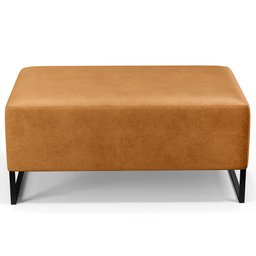 Puff Decorativo Sala de Estar Cléo W01 Base Ferro 90 cm Couríssimo Whisky - Lyam Decor - 3