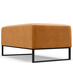 Puff Decorativo Sala de Estar Cléo W01 Base Ferro 90 cm Couríssimo Whisky - Lyam Decor - 6