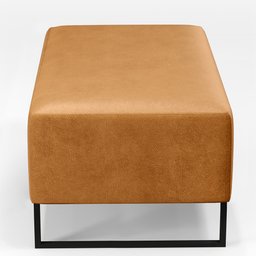 Puff Decorativo Sala de Estar Cléo W01 Base Ferro 90 cm Couríssimo Whisky - Lyam Decor - 7