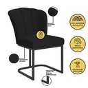 Ver imagem 3 de Kit 2 Cadeiras Poltrona Flor Pés Metal Preto Mesa Quarto Cozinha Cor:preto