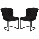 Ver imagem 1 de Kit 2 Cadeiras Poltrona Flor Pés Metal Preto Mesa Quarto Cozinha Cor:preto