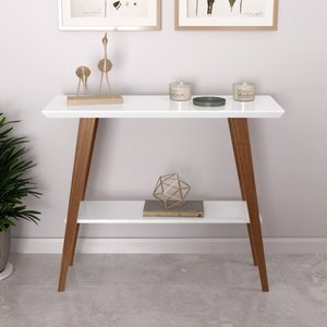 Aparador Sala Mesa Decorativa Mônaco Com Pés em Madeira Maciça - Branco