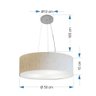 Lustre Pendente Cilíndrico Vivare Md-4134 Cúpula em Tecido 50x15cm - Bivolt - Linho Bege - Bivolt - 2