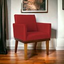 Ver imagem 2 de Poltrona Decorativa para Sala Recepção Consultório Escritório Base em Madeira Divine Suede