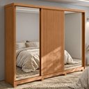 Ver imagem 1 de Guarda Roupa Casal MDF Lopas Ollie 3 Portas Espelho Pés Amên/Off