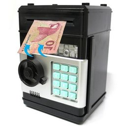 Mini Cofre Eletrônico Digital Senha 4 Dígitos Notas e Moedas Preto Lorben - 1