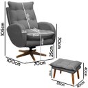 Ver imagem 6 de Kit Poltrona de Amamentação Base Giratória Balanço e Puff Angra Veludo - Sofa Store:Veludo Cinza Gra