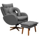 Ver imagem 2 de Kit Poltrona de Amamentação Base Giratória Balanço e Puff Angra Veludo - Sofa Store:Veludo Cinza Gra