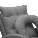 Ver imagem 7 de Kit Poltrona de Amamentação Base Giratória Balanço e Puff Angra Veludo - Sofa Store:Veludo Cinza Gra