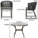 Ver imagem 2 de Mesa com 6 Cadeiras de Jantar Roma 120cm e Noronha em Alumínio Marrom Corda Náutica Estofado 8 Trama