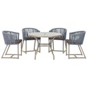 Ver imagem 1 de Mesa com 4 Cadeiras de Jantar Roma 100cm e Noronha em Aluminío Fendi Corda Nautica Estofado 11 Trama