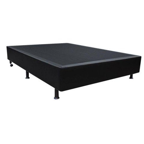 Cama Base Box Casal Sintético Preto 38x138x188