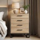 Ver mais imagens de Kit Quarto 3 Pçs Industrial Closet Cômoda Mesa de Cabeceira Placa e Ponto Marrom Preto