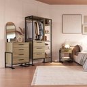 Ver imagem 2 de Kit Quarto 3 Pçs Industrial Closet Cômoda Mesa de Cabeceira Placa e Ponto Marrom Preto