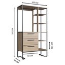 Ver imagem 3 de Kit Quarto 3 Pçs Industrial Closet Cômoda Mesa de Cabeceira Placa e Ponto Marrom Preto