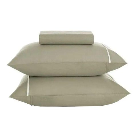 Jogo de Cama 3PÇS Noah Verde c/Filete Branco Casal Karsten