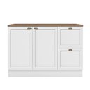 Ver imagem 2 de Conjunto Balcão 120cm e Tampo 120cm Unna - Branco/Carvalho Oak