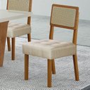 Ver imagem 3 de Kit de 2 Cadeiras para Sala de Jantar Pés em Madeira Maciça Liz Bege/Cinamomo/Linho