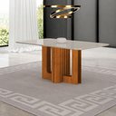 Ver imagem 3 de Mesa de Jantar Sofia 160x80 Canto Copo com Vidro Cinamomo Off White - Leifer