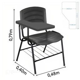 Kit 10 Cadeiras Universitárias Preta com Porta Livros Prancheta Plástica - 3