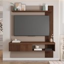 Ver imagem 4 de Painel Selina Ripado 150cm para Tv até 55 com Porta de Correr e Prateleira Mdp Fendi/havana G11 - Gr