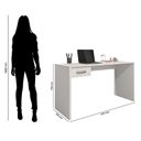 Ver imagem 3 de Mesa para Computador Gávea com Gaveta e Livreiro Office com Portas Pequenas Branco Trama - Móveis Le