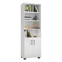 Ver imagem 4 de Mesa para Computador Gávea com Gaveta e Livreiro Office com Portas Pequenas Branco Trama - Móveis Le