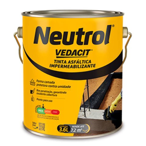 Neutrol Tinta Asfáltica Impermeabilizante Vedacit Galão 3,6l