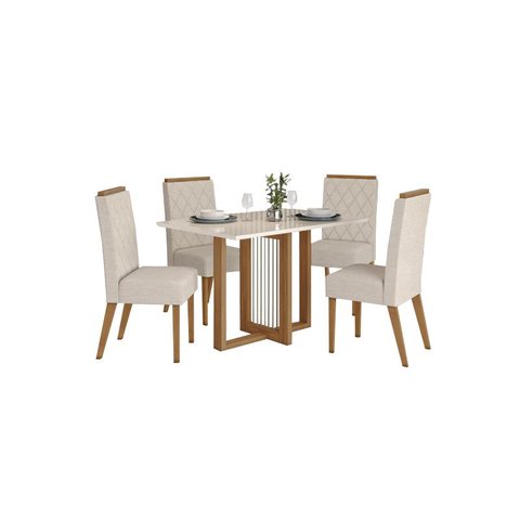 Mesa Jantar Natali 120 4 Cadeiras Nina Linho - Henn