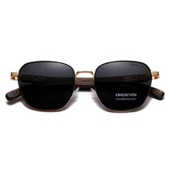 Óculos de Sol Polarizado Hastes Madeira Proteção Uv400 Cinza Dourado - 4