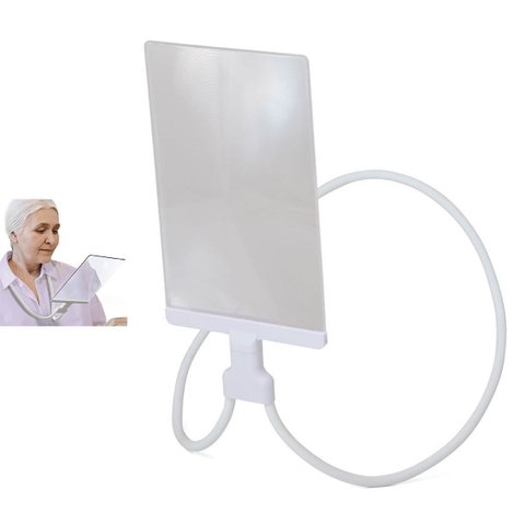 Lupa de Aumento 5x Pescoço Maos Livres Leitura Haste Flexivel Apoio Mesa Trabalho Idoso Baixa Visao 