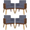 Ver imagem 1 de Kit 4 Poltronas Modernas Lis Corino e Pé 30cm - Cinza Suede Corino