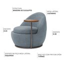 Ver imagem 3 de Poltrona Orgânica Kaira com Mesa Lateral Esquerda Base Fixa Titânio Bouclé Azul Claro - Nexta Casa
