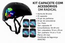 Ver imagem 6 de Kit Capacete Infantil com Joelheiras e Cotoveleiras Dm Radical Preto -esportes Radicais +6 Anos