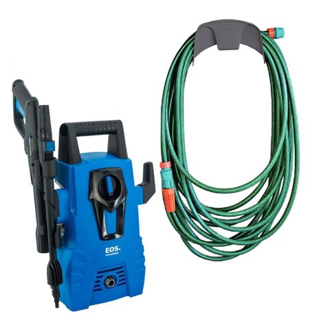 Lavadora Lava Jato Eos Alta Pressão 1500w 127v + Mangueira Verde Pvc 20m com Acessórios Tramontina