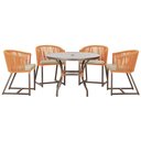 Ver imagem 2 de Mesa com 4 Cadeiras de Jantar Roma 100cm e Noronha em Aluminío Marrom Corda Nautica Estofado 7 Trama