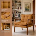 Ver imagem 2 de Poltrona Confortável Sala de Estar Design Elegante Estrutura Madeira Estofado Bouclê Sofisticado