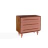 CÔMODA PEQUENA 3 GAVETAS DE MADEIRA MACIÇA SIDERAL CAPUCCINO E ROSA CORAL 90X40X79,5CM - 3