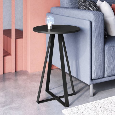Mesa Lateral de Apoio com Pés Metálicos 40x40cm 27939 Artesano - Preto