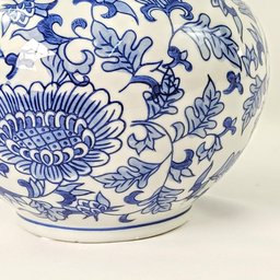 Pote Potiche Porcelana Azul Branco Floral Clássico Decoração - 4