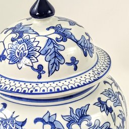 Pote Potiche Porcelana Azul Branco Floral Clássico Decoração - 9