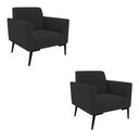 Ver imagem 1 de Kit 2 Poltronas Pés Villach Marisa Veludo Preto D03 - D'Rossi