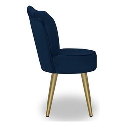 Kit 4 Cadeiras de Jantar Pétala com Pés em Aço Dourado Veludo Azul Marinho Bz Home Decor - 2