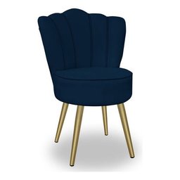Kit 4 Cadeiras de Jantar Pétala com Pés em Aço Dourado Veludo Azul Marinho Bz Home Decor - 3