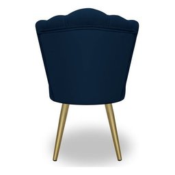 Kit 4 Cadeiras de Jantar Pétala com Pés em Aço Dourado Veludo Azul Marinho Bz Home Decor - 5