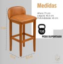 Ver imagem 4 de Kit 3 Banqueta Ilha Madeira Estofada com Encosto Banco Bar Cozinha Gourmet