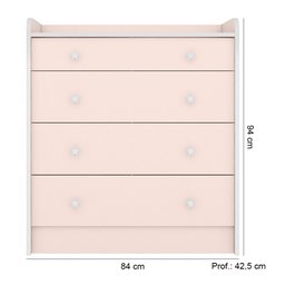 Quarto de Bebê Doce Sonho com Cômoda 2523 e Berço Simples 1 Qmovi Rosa Acetinado - 3