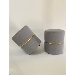 Kit 2 Puff com Cinta Dourada Meio:cinza - 1