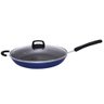 Frigideira Grande 32cm Antiaderente com Tampa de Vidro Cor:azul - 1