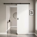 Ver imagem 1 de Porta Branca 90x210cm + Kit de Correr Preto de Sobrepor